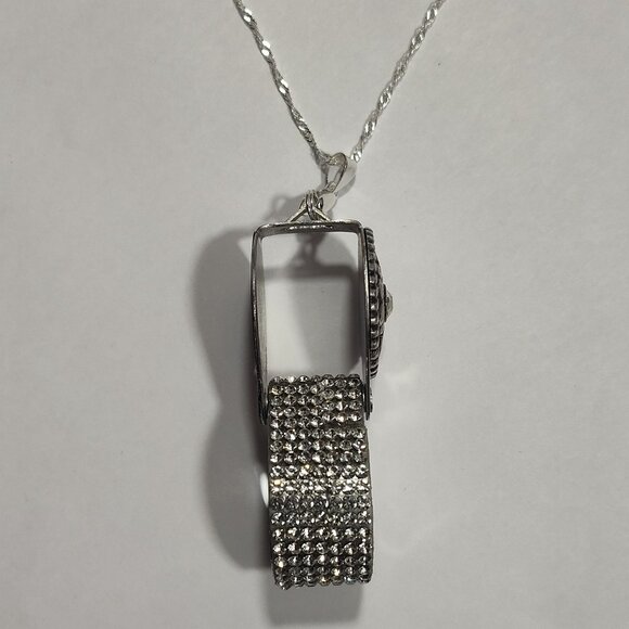 Magnifying Glass Rhinestone Oxidized Silver Jeweler's Loupe Pendant Necklace 20x - Picture 8 of 12